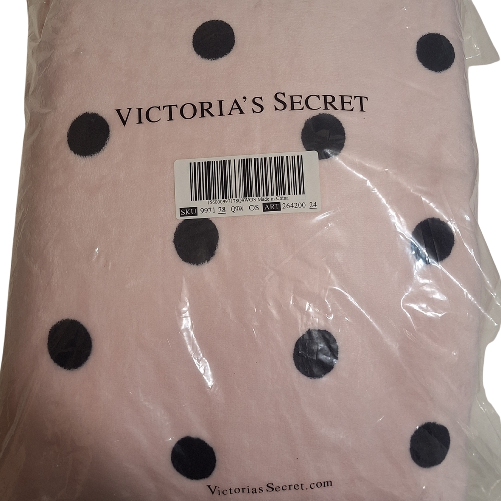Victoria's Secret Pink Blanket with Black Dots